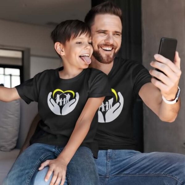 Caring Family T Shirt for Dad and Son