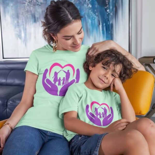 Caring Family T Shirt for Mom and Son