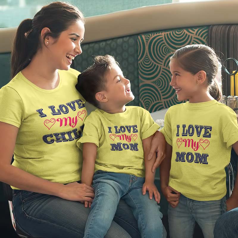 I Love Family T Shirt for Mom and Kids