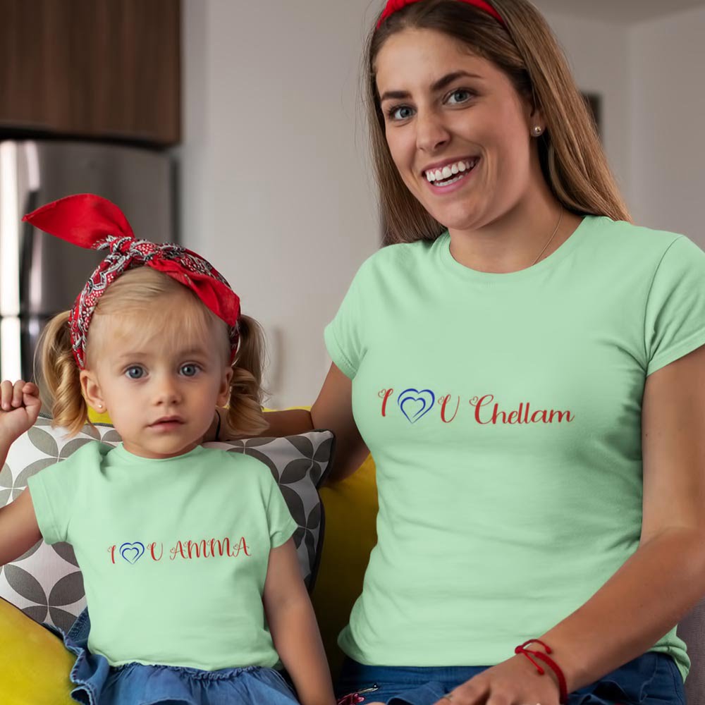 I Love Mom and Daughter T Shirt